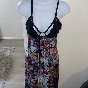 Sky Brand Strappy Floral Crochet Maxi Dress